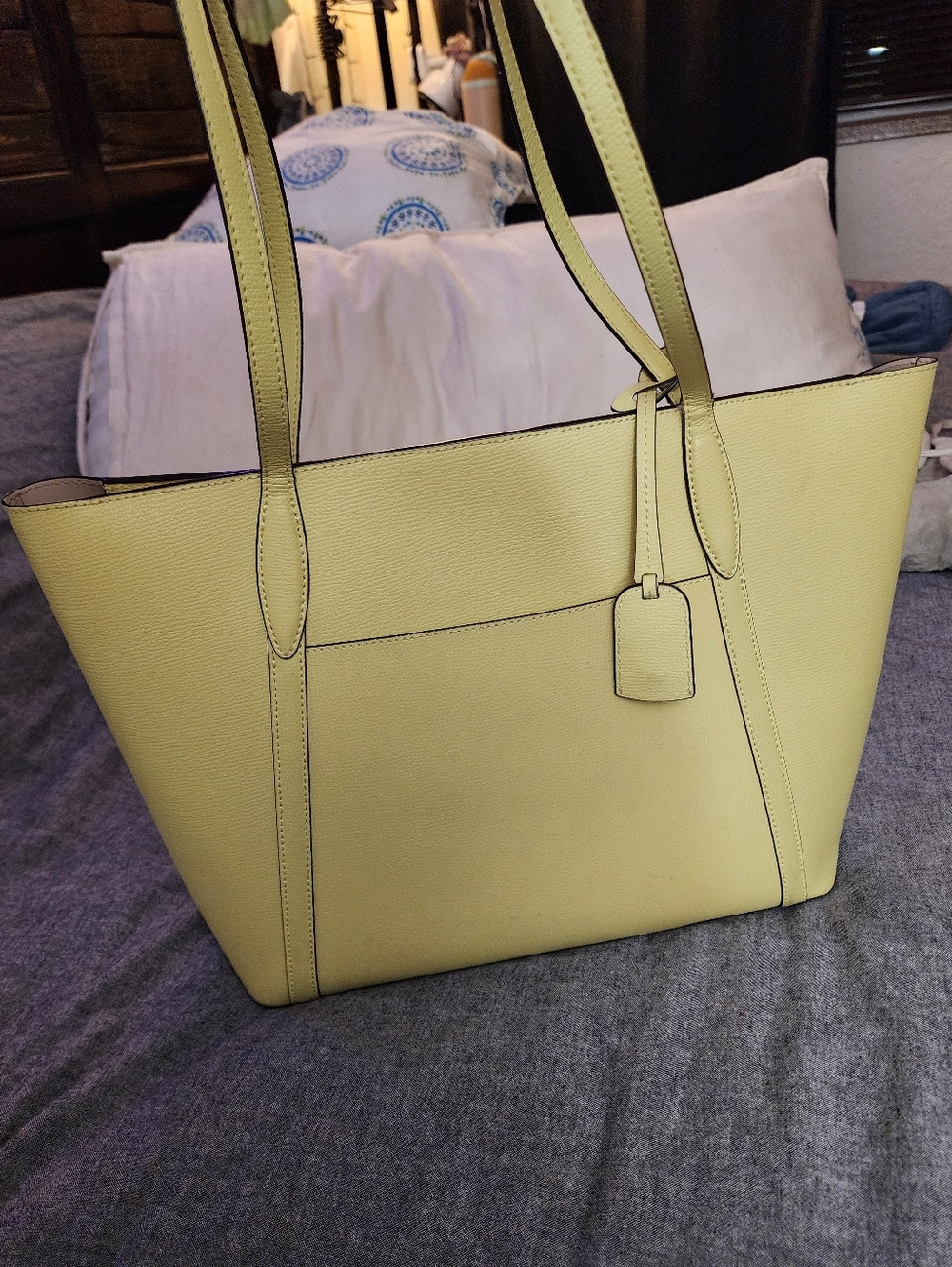 Kate Spade Light Yellow Tote Bag Large Structured Shoulder Purse NWOT - Picture 5 of 5